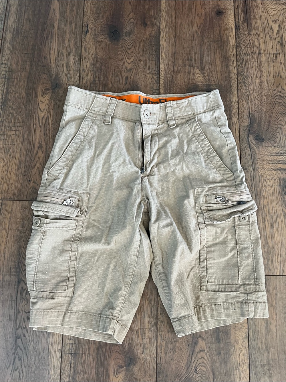 urban pipeline Men's Beige Cargo Shorts with Orange Waistband Accent